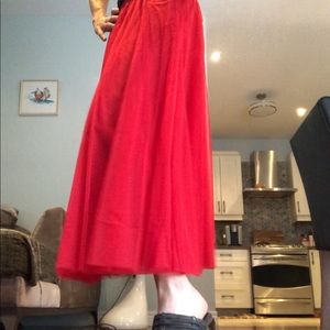 Glorious Gauzy Long Red Skirt